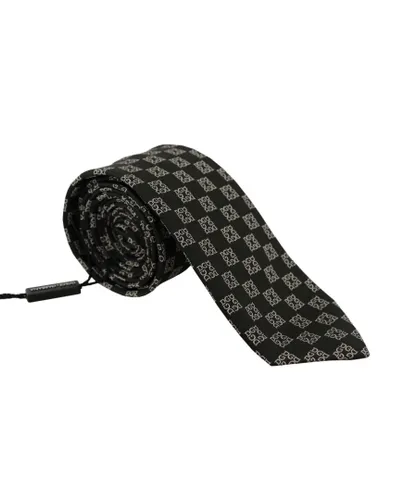 Dolce & Gabbana Mens DG Logo Pattern Silk Accessory Necktie - Black - One
