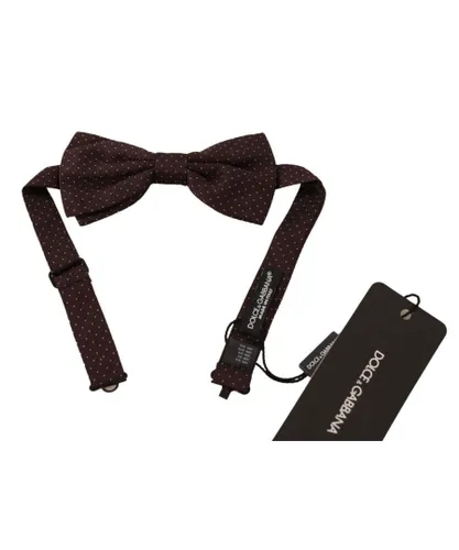 Dolce & Gabbana Mens Dotted Silk Adjustable Neck Papillon Bow Tie - Brown - One