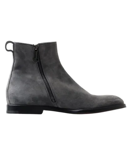 Dolce & Gabbana Mens Exclusive Grey Leather Chelsea Boots