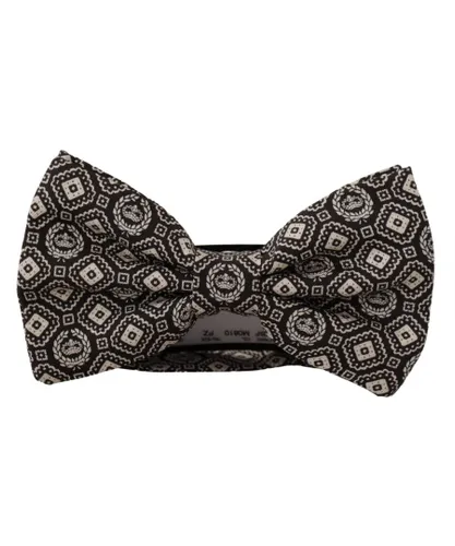Dolce & Gabbana Mens Fantasy Pattern Adjustable Neck Bow Tie - Black Bamboo - One