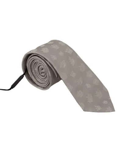 Dolce & Gabbana Mens Fantasy Print Silk Adjustable Neck Tie - Grey - One