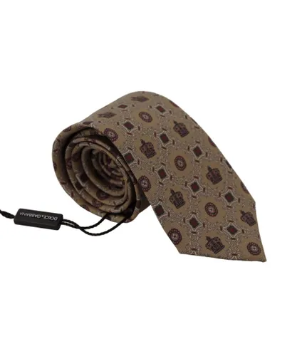 Dolce & Gabbana Mens Fantasy Print Silk Adjustable Necktie - Beige - One