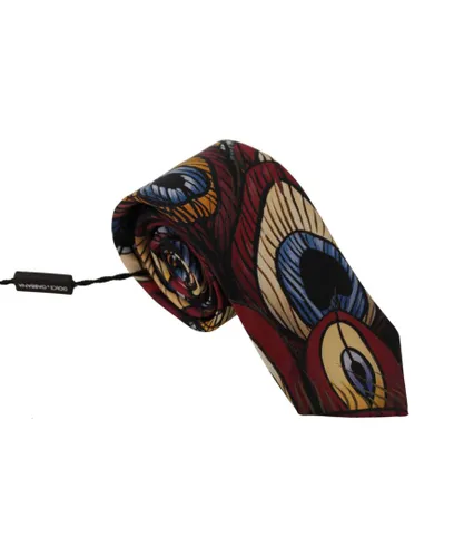 Dolce & Gabbana Mens Feather Adjustable Necktie Accessory Tie - Brown Silk - One