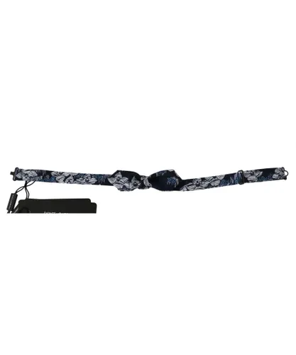 Dolce & Gabbana Mens Floral Adjustable Neck Silk Bow Tie - Navy - One