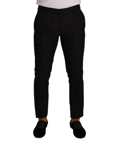 Dolce & Gabbana Mens Floral Brocade Slim Dress Pants - Black
