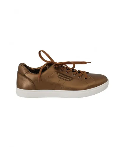 Dolce & Gabbana Mens Gold Leather Casual Sneakers