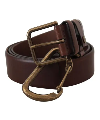 Dolce & Gabbana Mens Gorgeous Leather Belt with Metal Buckle Closure - Brown