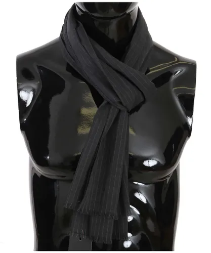 Dolce & Gabbana Mens Gray 100% Wool Striped Pattern Wrap Scarf - Grey - One
