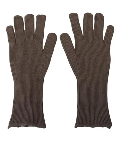 Dolce & Gabbana Mens Gray Cashmere Knitted Winter Gloves - Grey