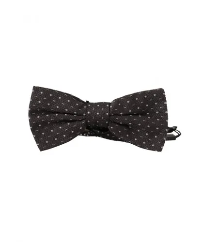 Dolce & Gabbana Mens Gray Polka Dot 100% Silk Neck Papillon Tie - Black - One