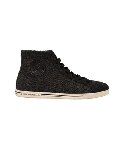Dolce & Gabbana Mens Gray Wool Cotton Casual High Top Sneakers - Grey