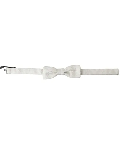 Dolce & Gabbana Mens Ivory Silk Adjustable Neck Bow Tie - Off-White - One