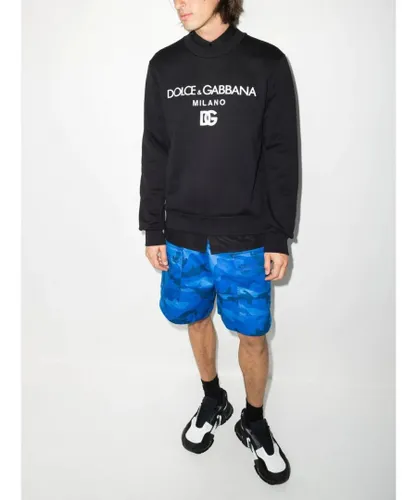 Dolce & Gabbana Mens Jersey Sweatshirt with DG Embroidery Black Cotton
