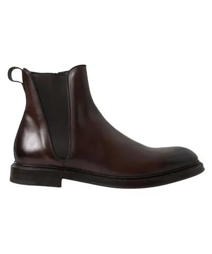 Dolce & Gabbana Mens Leather Chelsea Formal Boots - Brown
