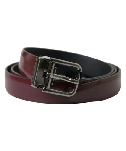 Dolce & Gabbana Mens Leather Metal Buckle Belt - Bordo