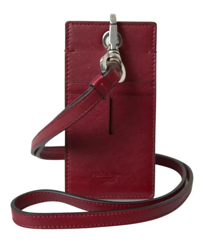 Dolce & Gabbana Mens Leather Slim Card Holder with Lanyard - Red - One Size