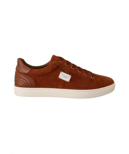 Dolce & Gabbana Mens Light Brown Suede Leather Low Tops Sneakers