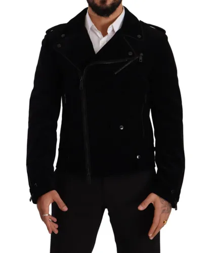 Dolce & Gabbana Mens Lightweight Cotton Biker Jacket - Black