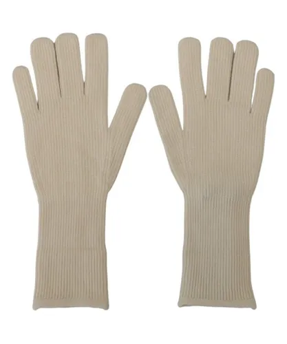 Dolce & Gabbana Mens Luxurious Cashmere Knitted Hands Mitten Gloves - White