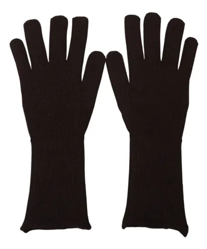 Dolce & Gabbana Mens Luxurious Cashmere Silk Gloves - Brown