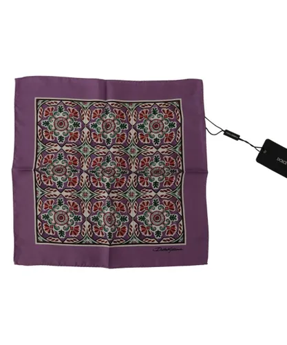 Dolce & Gabbana Mens Majolica Patterned Square Handkerchief Silk Scarf - Multicolour - One
