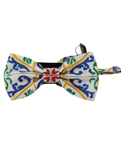 Dolce & Gabbana Mens Majolica Print Adjustable Bow Tie - Multicolour Silk - One