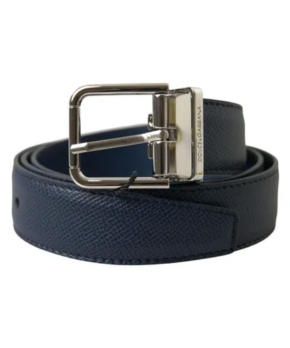 Dolce & Gabbana Mens Metal Buckle Blue Leather Belt