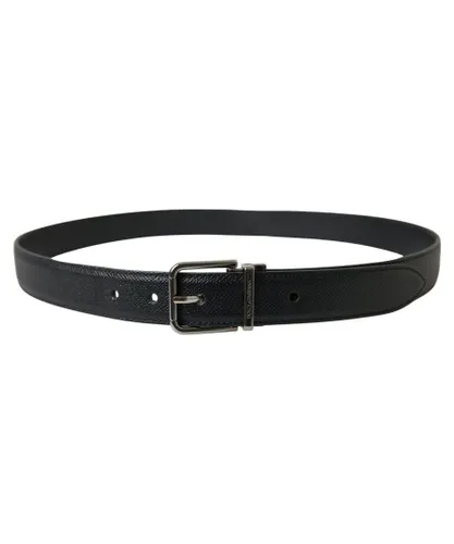 Dolce & Gabbana Mens Metal Buckle Leather Belt - Black