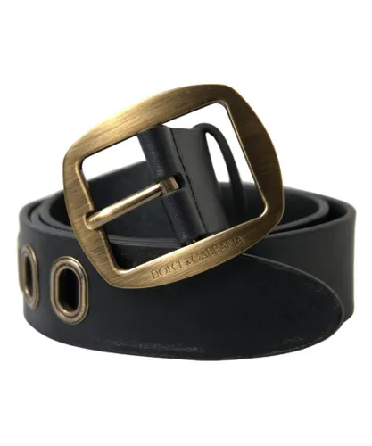 Dolce & Gabbana Mens Metal Buckle Leather Belt - Black
