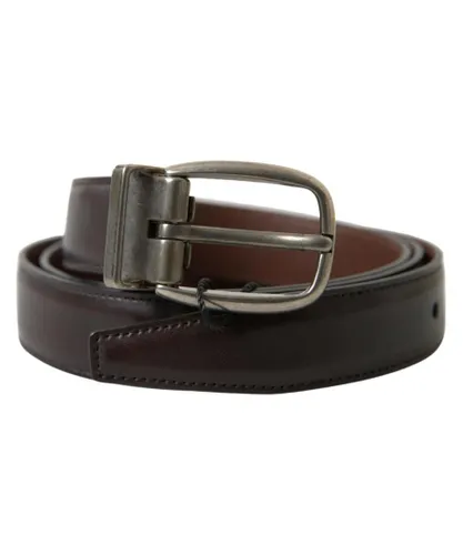 Dolce & Gabbana Mens Metal Buckle Leather Belt - Brown