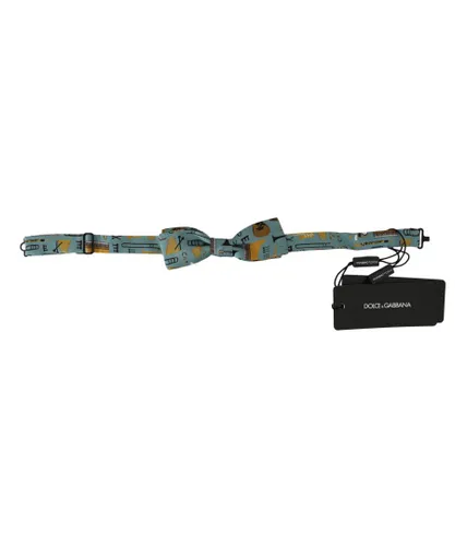 Dolce & Gabbana Mens Mint Green Jazz Club Adjustable Neck Papillon Bow Tie - Multicolour Silk - One