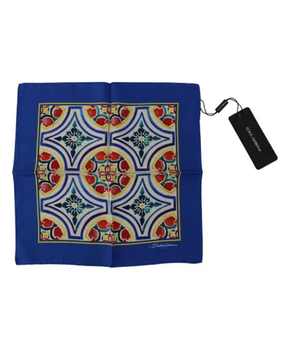 Dolce & Gabbana Mens Multicolor Majolica Print Square Handkerchief Scarf - Multicolour Silk - One