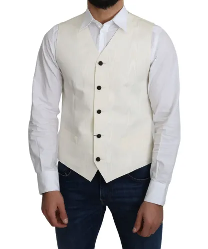 Dolce & Gabbana Mens Off-White 100% Silk Formal Coat Vest