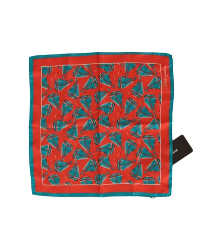 Dolce & Gabbana Mens Orange Boat Print Silk Square Handkerchief Scarf - One