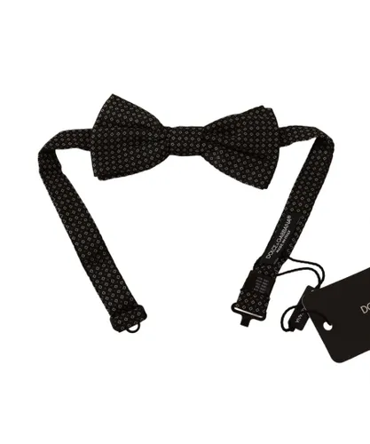Dolce & Gabbana Mens Patterned Adjustable Neck Bow Tie - Black Silk - One