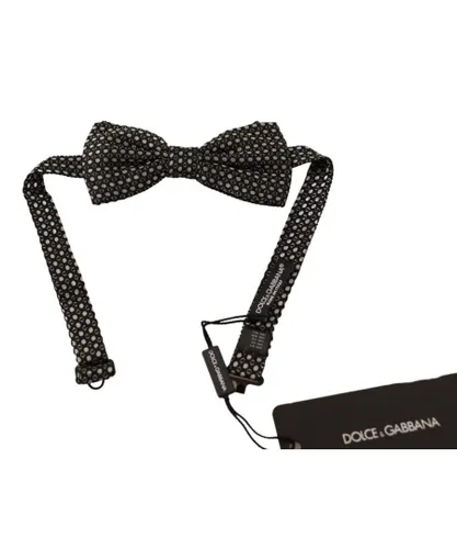 Dolce & Gabbana Mens Patterned Adjustable Neck Papillon Bow Tie - Black Silk - One