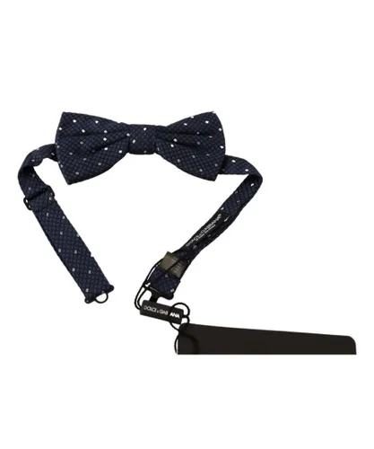 Dolce & Gabbana Mens Patterned Adjustable Neck Papillon Bow Tie - Blue Silk - One