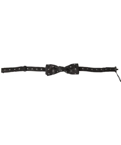Dolce & Gabbana Mens Patterned Silk Adjustable Neck Bow Tie - Black - One