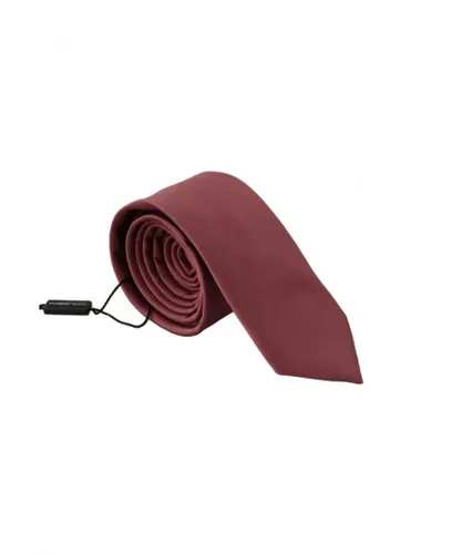 Dolce & Gabbana Mens Pink Solid Print Silk Adjustable Necktie Accessory Tie - One