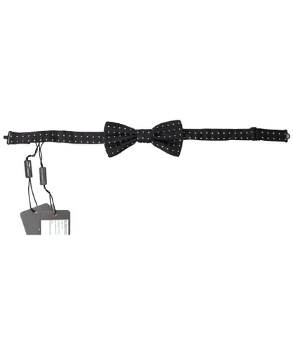 Dolce & Gabbana Mens Polka Dot Silk Adjustable Bow Tie - Black - One