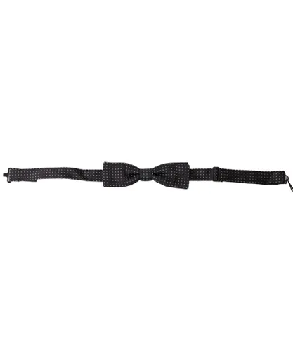 Dolce & Gabbana Mens Polka Dot Silk Adjustable Neck Bow Tie - Black - One