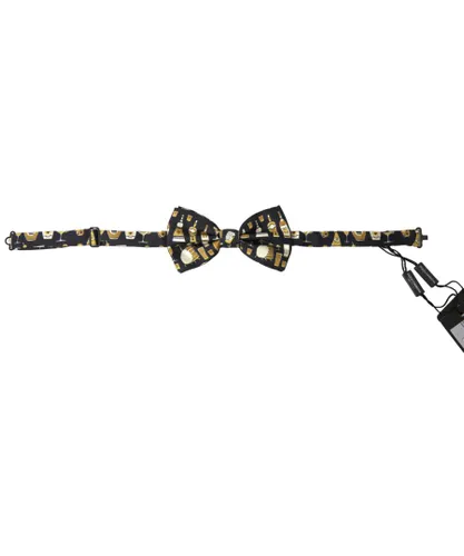 Dolce & Gabbana Mens Printed Silk Adjustable Neck Bow Tie - Black - One