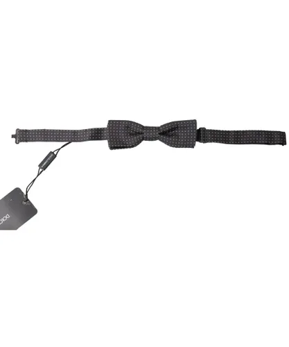 Dolce & Gabbana Mens Silk Polka Dot Adjustable Neck Bow Tie - Black - One