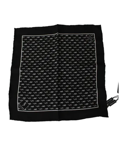 Dolce & Gabbana Mens Silk Seahorse Print Handkerchief - Black - One
