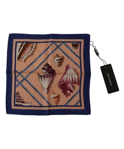 Dolce & Gabbana Mens Silk Seashells Printed Square Handkerchief Scarf - Multicolour - One