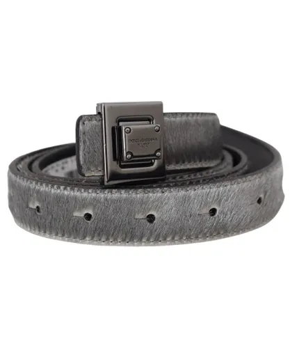 Dolce & Gabbana Mens Silver Leather Tone Square Metal Buckle