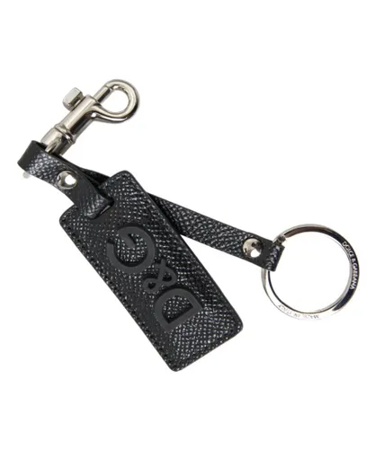 Dolce & Gabbana Mens Silver Metal Logo Keychain - Black - One Size
