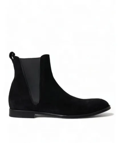 Dolce & Gabbana Mens Suede Leather Mid Calf Boots - Black