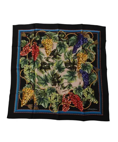 Dolce & Gabbana Mens Vineyard Print Silk Scarf - Black - One