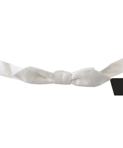 Dolce & Gabbana Mens White 100% Silk Slim Adjustable Neck Papillon Men Tie - Multicolour - One